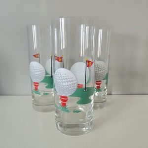 Vintage 19th Hole Golf  16 oz. Tall‎ Glasses Set of 3  6.75" Tall